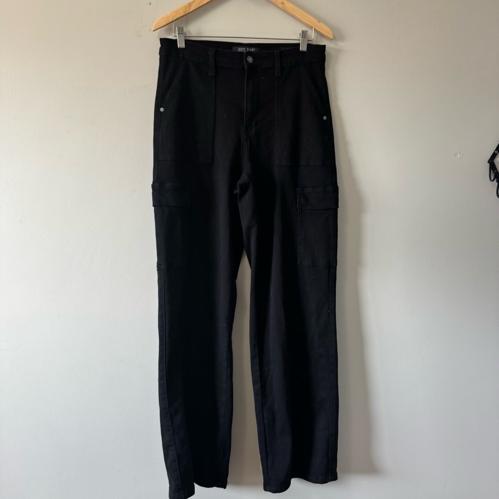 Judy Blue Black Wide-Leg Cargo Jeans. Size 30